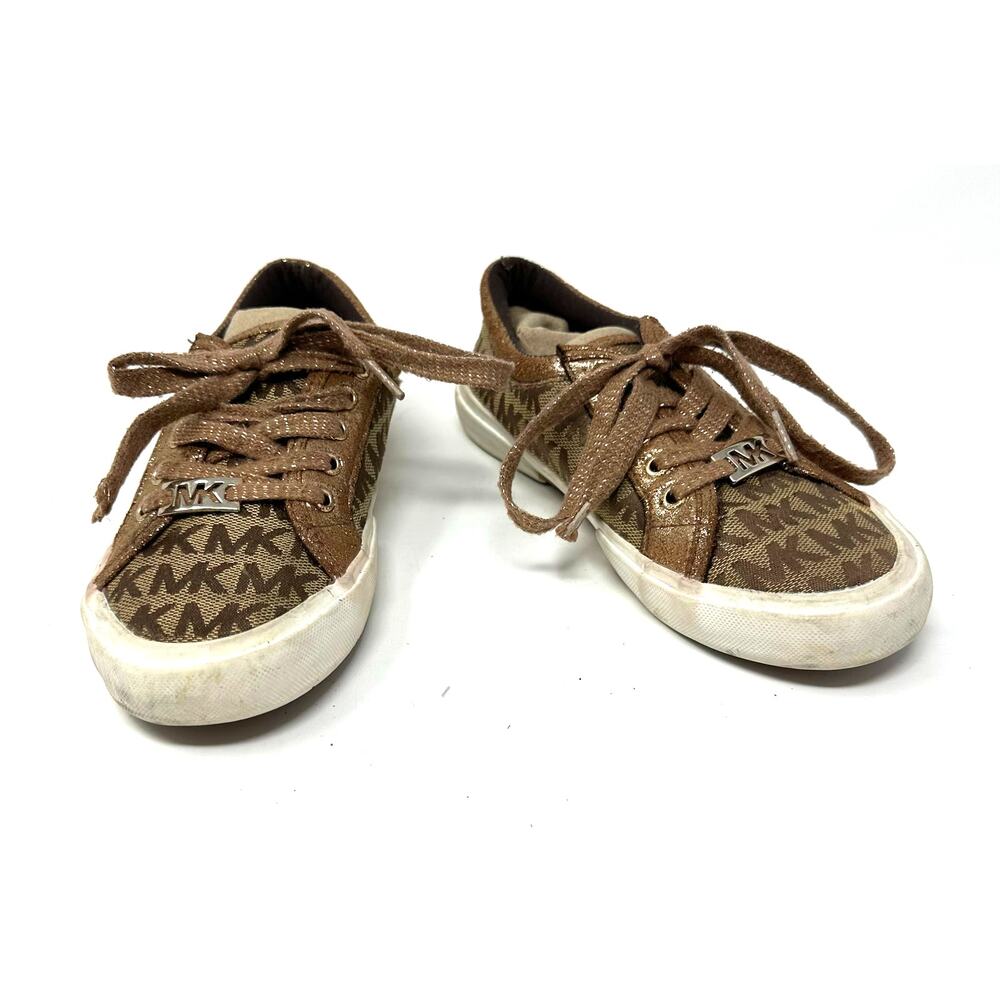 Michael Kors Size 2 City Sneakers‎ Brown Monogram Logo Laced up Casualwear